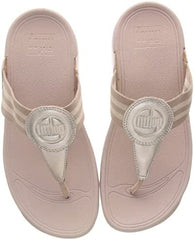 FitFlop Walkstar Rose Gold Slip On Open Toe Strappy Stretchy Flat Slides Sandals
