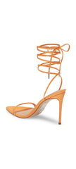 Steve Madden Flamin Orange Ankle Tie Lace Wrap Around Stiletto Open Toe Sandals