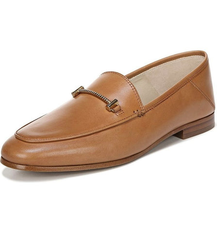 Sam Edelman Lior Tan Leather Almond Toe Slip On Stacked Heel Fashion Loafers
