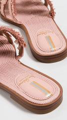 Sam Edelman Bay Clay Pink Slide Mule Open-Toe Slip-On Leather Flat Sandals