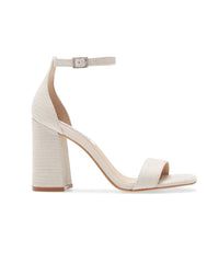 Steve Madden Women Dillion Ankle strap Heeled Sandal Bone White Lizard Pump