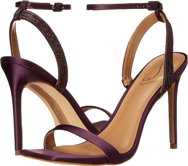 Sam Edelman Ophelia Eggplant Leather Buckle Ankle Strap Stiletto Heel Sandals