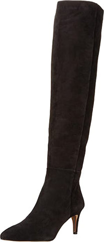 Sam Edelman Ursula Black Pointed Toe Kitten Heel Over The Knee Fashion Boots