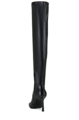 Steve Madden Vivee Black Paris Pointed Toe Stiletto Heel Over The Knee Boots