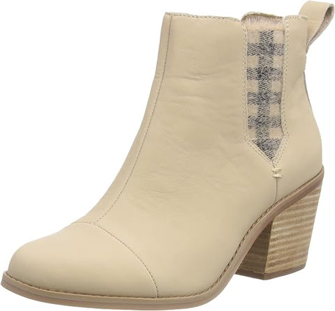 Toms Everly Sand Faux Shearling Pull On Stacked Block Heel Fashion Ankle Boots