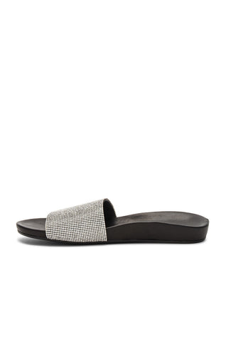 Schutz x REVOLVE Kallana Slip-on Crystal Slide Black Mules Flats Slides Sandals