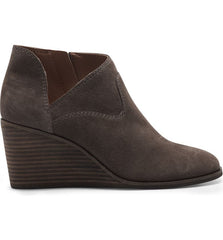 Lucky Brand Zollie Brown Suede Almond Toe Falcon Low Cut Leather Ankle Booties