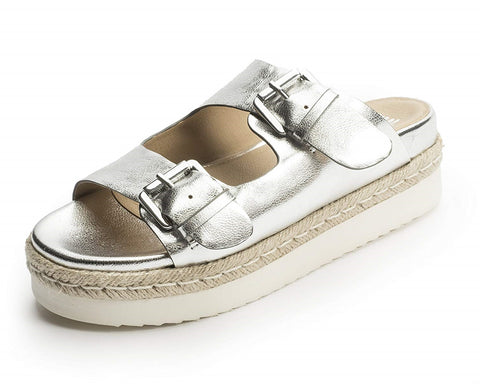 Jane and the Shoe Jojo Silver Two Buckle Fashion Open Toe Platform Sandals