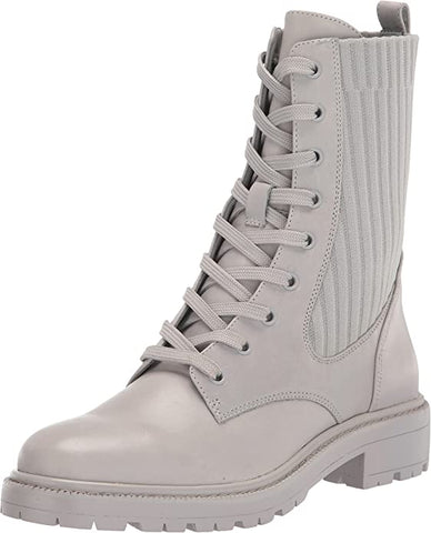 Sam Edelman Lydell Pebble Grey Block Heel Sock Fitted Lace Up Combat Ankle Boots