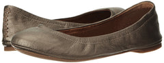 Lucky Brand Emmie Pewter Classic Ballet Leather Flat Slip On Rounded Toe Shoes Wide