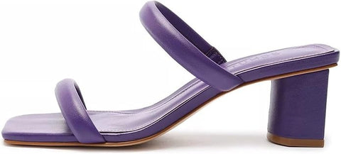 Schutz Ully Purple Cherry Double Straps Slip On Open Toe Block High Heel Sandals