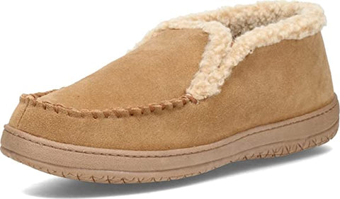 Clarks Men's Suede Leather Sherpa Lined Ankle Bootie Slippers - Indoor/Outdoor Slip-Ons - Comfy & Durable Ankle Boots with Plush Lining Padded Insole & Gripped Rubber Outsoles