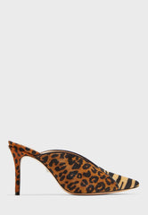 Schutz Chris Wild Leopard Tiger Fashion Pointed Toe Slip On Stiletto Heel Sandal