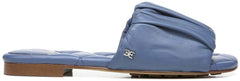 Sam Edelman Briar Marlin Blue Leather Slide Open Toe Mule Comfort Flats Sandals