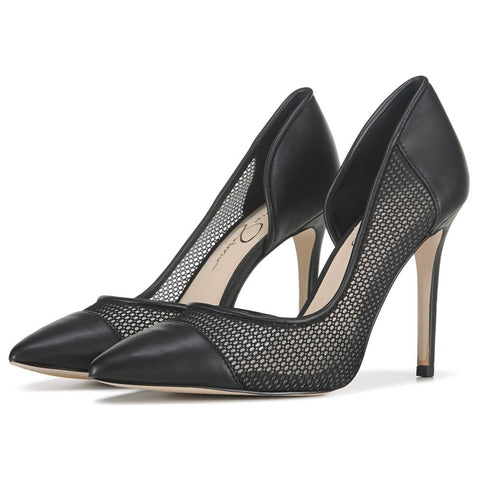 Jessica Simpson Paryn Sheer Black Slip On Pointed Toe Stiletto Heel Fashion Pumps