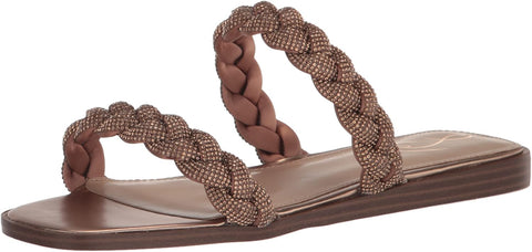 Sam Edelman Inette Rose Gold Strappy Rhinestone Detailed Slip On Flats Sandals