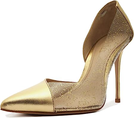 Schutz Cheslie Gold Metallic Slip On Pointed Toe Stiletto High Heel Pumps