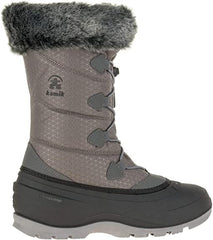 Kamik Momentum2 Charcoal Pull On Rounded Toe Waterproof Fur Trim Ankle Snow Boots