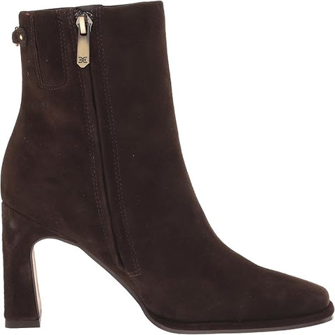 Sam Edelman Irie Chocolate Brown Squared Toe Block Heeled Fashion Ankle Booties