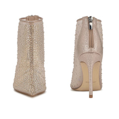 Nine West For Now P2 Nude Mesh Pointed Closed Toe Back Zipper Fashion Boots