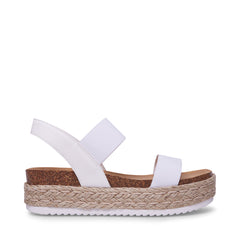 Steve Madden Jaklin Wedge Fitted Elastic Sandals White Platform Espadrille