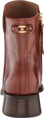 Sam Edelman Thatcher Burnt Brandy Side Zipper Square Toe Low Block Heel Boots