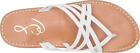Sam Edelman Marinea White Leather Slip On Open Toe Strappy Flat Slides Sandals