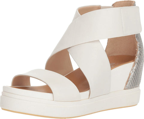 Dr. Scholl's Scout White Leather Pull On Strappy Open Toe Wedge Heel Sandals