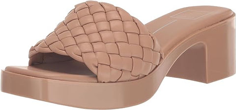 Dolce Vita Goldy Cafe Stella Slip On Woven Open Squared Toe Heeled Sandals