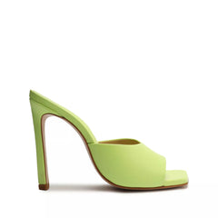 Schutz Kate Fresh Green Slip On Open Square Toe Stiletto High Heel Sandals