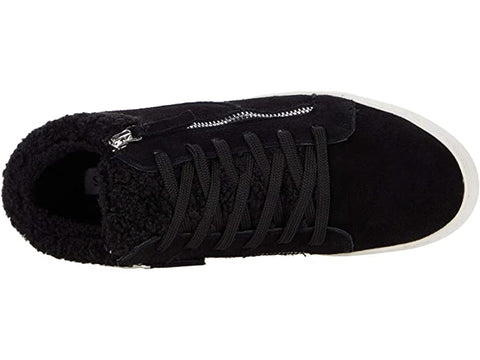 Steve Madden Kameo Faux-Fur Lined Lace-Up Rounded Toe Sneakers Black Suede