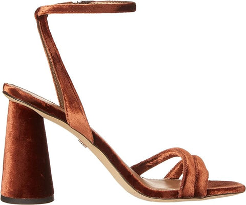 Sam Edelman Kia Warm Copper Squared Open Toe Ankle Strap Block Heeled Sandals