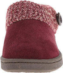 Clarks Burgundy Fur Knitted Collar Winter Rounded Toe Clog Slippers