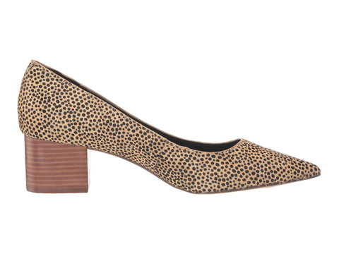 Sole Society Cheetah Slip On Low Block Heel Pump Black Tan