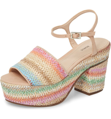 Schutz Ziquiele Multi Color Open Toe Chunky Heel Retro Platform Sandals