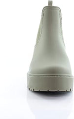 Steve Madden Sahara Olive Elastic Side Panels Pull On Round Toe Heel Rain Boots