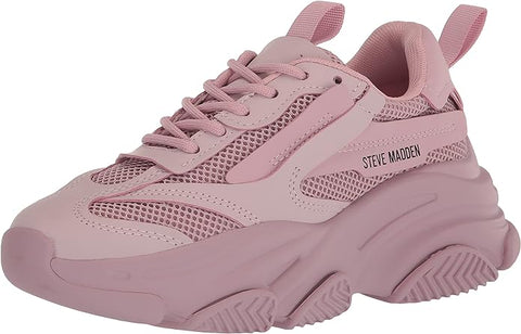 Steve Madden Possession Dusty Pink Lace Up Boyfriend Chunky Platform Sneakers
