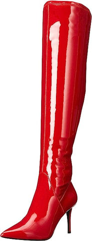 Jessica Simpson Over the Knee Boot Abrine Red Patent Side Pointed Toe Tall Boots