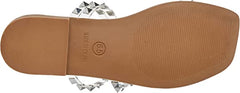 Steve Madden Skyler Clear Pearl Pyramid Embellished Slip On Squared Toe Sandals