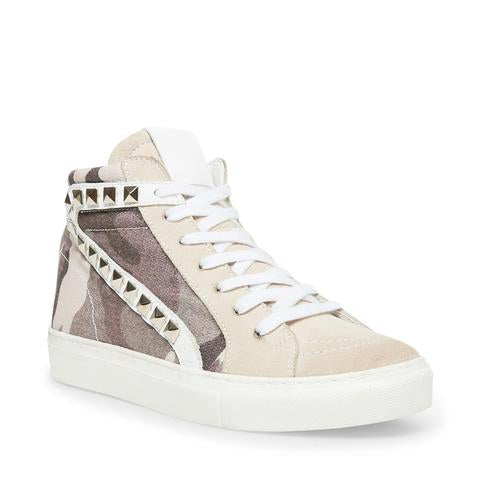 Steve Madden Women's TRACEY  Lace up Round Toe Leather Sneakers CAMO (9.5, CAMO)