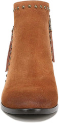Sam Edelman Paola Frontier Brown Leather Side Zip Almond Toe Studded Ankle Boots