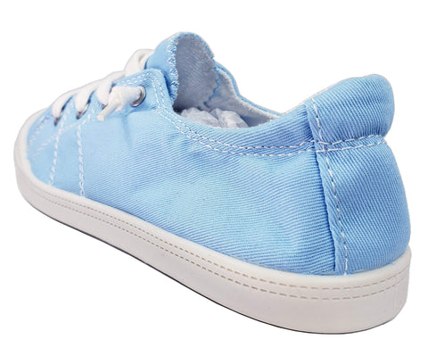 Forever Link Comfort-01 Light Blue Canvas Classic Lace Up Fashion Sneakers
