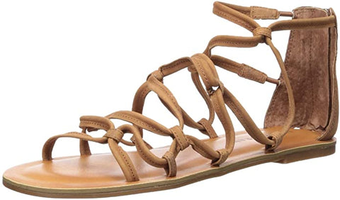 Lucky Brand Anisha Umber Brown Flat Sandal Gladiator Flat Caged Strappy Sandals