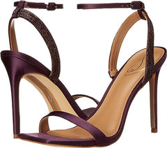 Sam Edelman Ophelia Eggplant Leather Buckle Ankle Strap Stiletto Heel Sandals