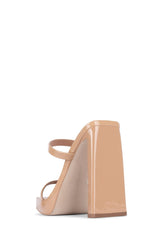 Jeffrey Campbell Hustler Dusty Nude Patent Squared Open Toe Heeled Sandals