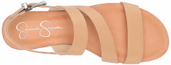 Jessica Simpson Braelyn Flat Sandal Buff Nude Leather Open Toe Flat Sandals