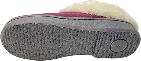 Clarks Scuff Burgundy Fur Lined Clog Warm Cozy Indoor Outdoor Plush Mules