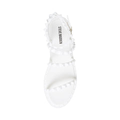 Steve Madden Travel Leather Rock Stud Flat Sandals White Jelly