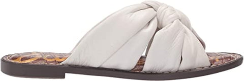 Sam Edelman Garson Bright White Leather Stylish Slip-On Slide Mule Flat Sandals