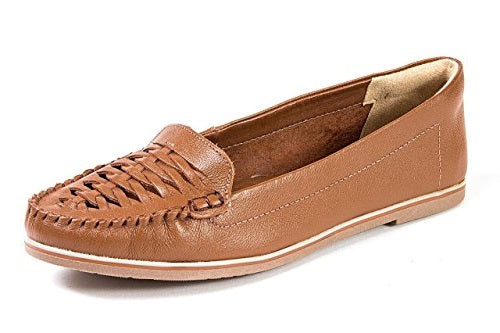 Ramarim 1581101 Made In Brazil Leather Slip On Rounded Toe Woven Moc Loafer